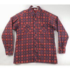 Ely Flannel Shirt Mens XL Red Blue Check 100% Cotton Quilted Lined Button-Up